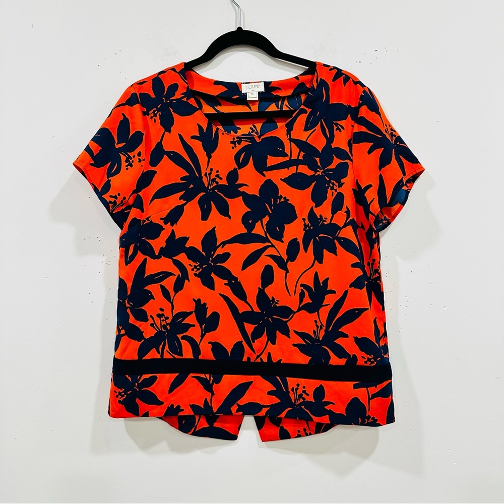J.Crew Original Top Blouse Red Short Sleeve for women‎ Size M